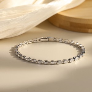 925 Sterling Silver Pear Moissanite Bubble Bracelet 110400021