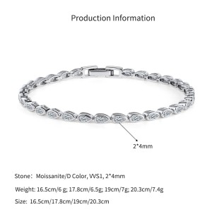 925 Sterling Silver Pear Moissanite Bubble Bracelet 110400021