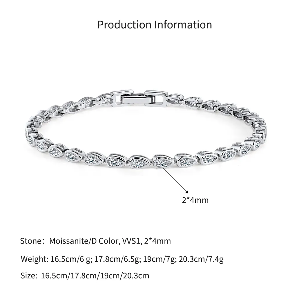 925 Sterling Silver Pear Moissanite Bubble Bracelet 110400021 - image2