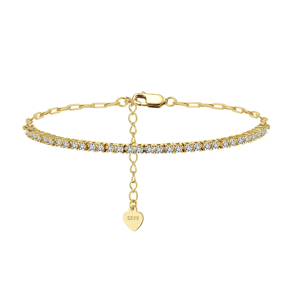 925 Sterling Silver 1.5mm Moissanite Adjustable Bracelet 110400022