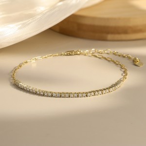 925 Sterling Silver 1.5mm Moissanite Adjustable Bracelet 110400022