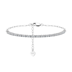 925 Sterling Silver 1.5mm Moissanite Adjustable Bracelet 110400022