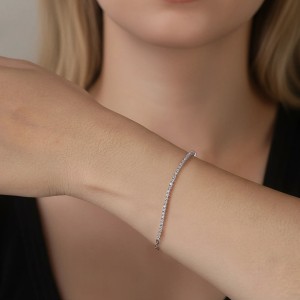 925 Sterling Silver 1.5mm Moissanite Adjustable Bracelet 110400022