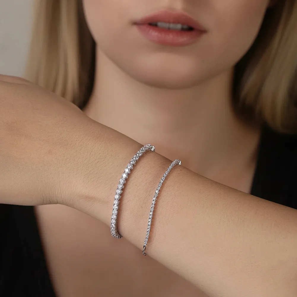 925 Sterling Silver 1.5mm Moissanite Adjustable Bracelet 110400022 - image1