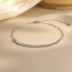 925 Sterling Silver 1.5mm Moissanite Adjustable Bracelet 110400022