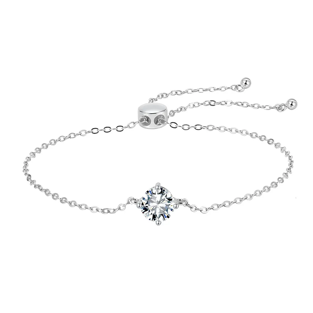 925 Sterling Silver 1Ct Moissanite Adjustable Bracelet 110400023