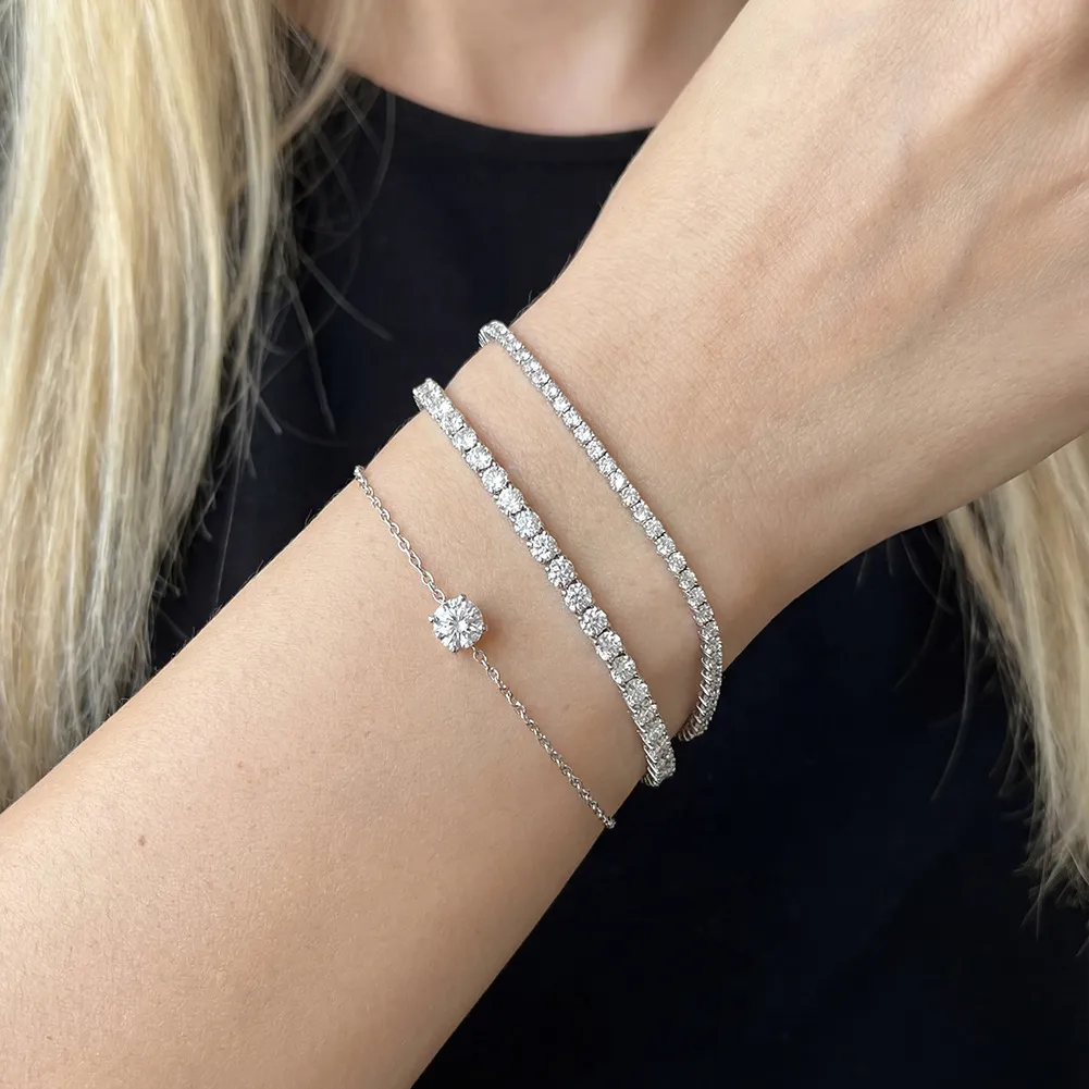 925 Sterling Silver 1Ct Moissanite Adjustable Bracelet 110400023 - image1