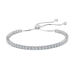 925 Sterling Silver 3mm Moissanite Adjustable Tennis Bracelet 110400024