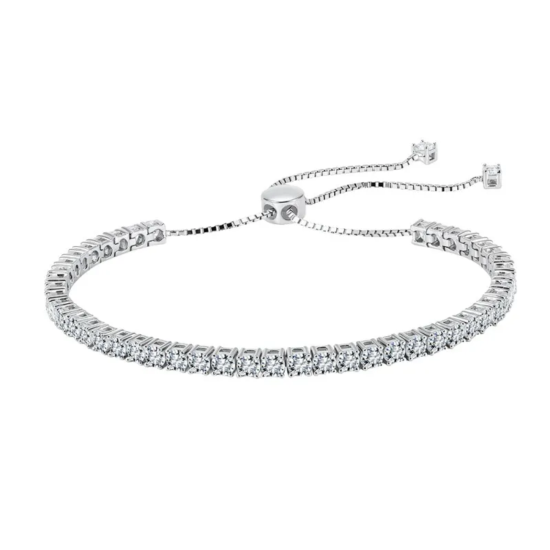 925 Sterling Silver 3mm Moissanite Adjustable Tennis Bracelet 110400024
