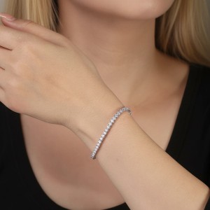 925 Sterling Silver 3mm Moissanite Adjustable Tennis Bracelet 110400024