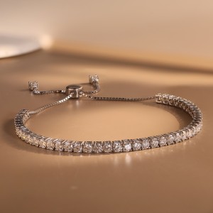 925 Sterling Silver 3mm Moissanite Adjustable Tennis Bracelet 110400024