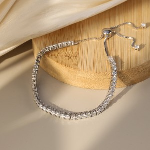 925 Sterling Silver 3mm Moissanite Adjustable Tennis Bracelet 110400024