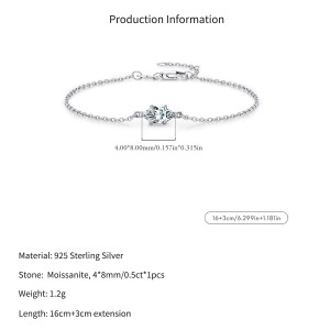 Wholesale 925 Sterling Silver 0.5ct Marquise Moissanite Bracelet 110400025 Wholesale 925 Sterling Silver 0.5ct Marquise Moissanite Bracelet 110400025