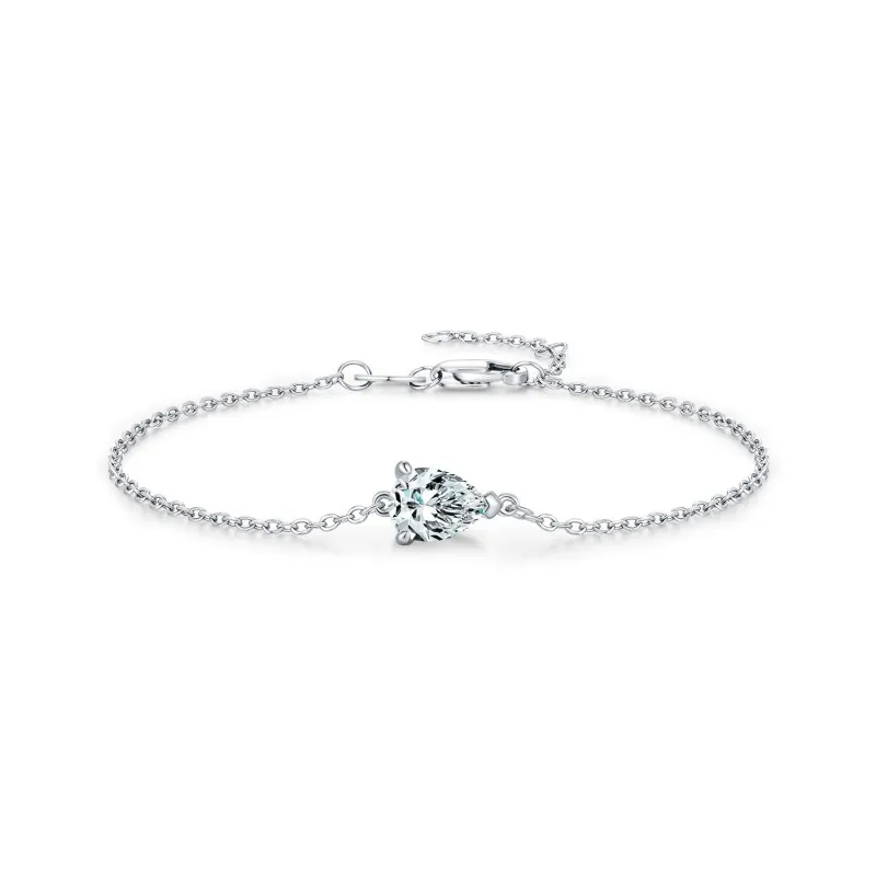 Wholesale 925 Sterling Silver Pear Cut Moissanite Bracelet 110400026 Wholesale 925 Sterling Silver Pear Cut Moissanite Bracelet 110400026