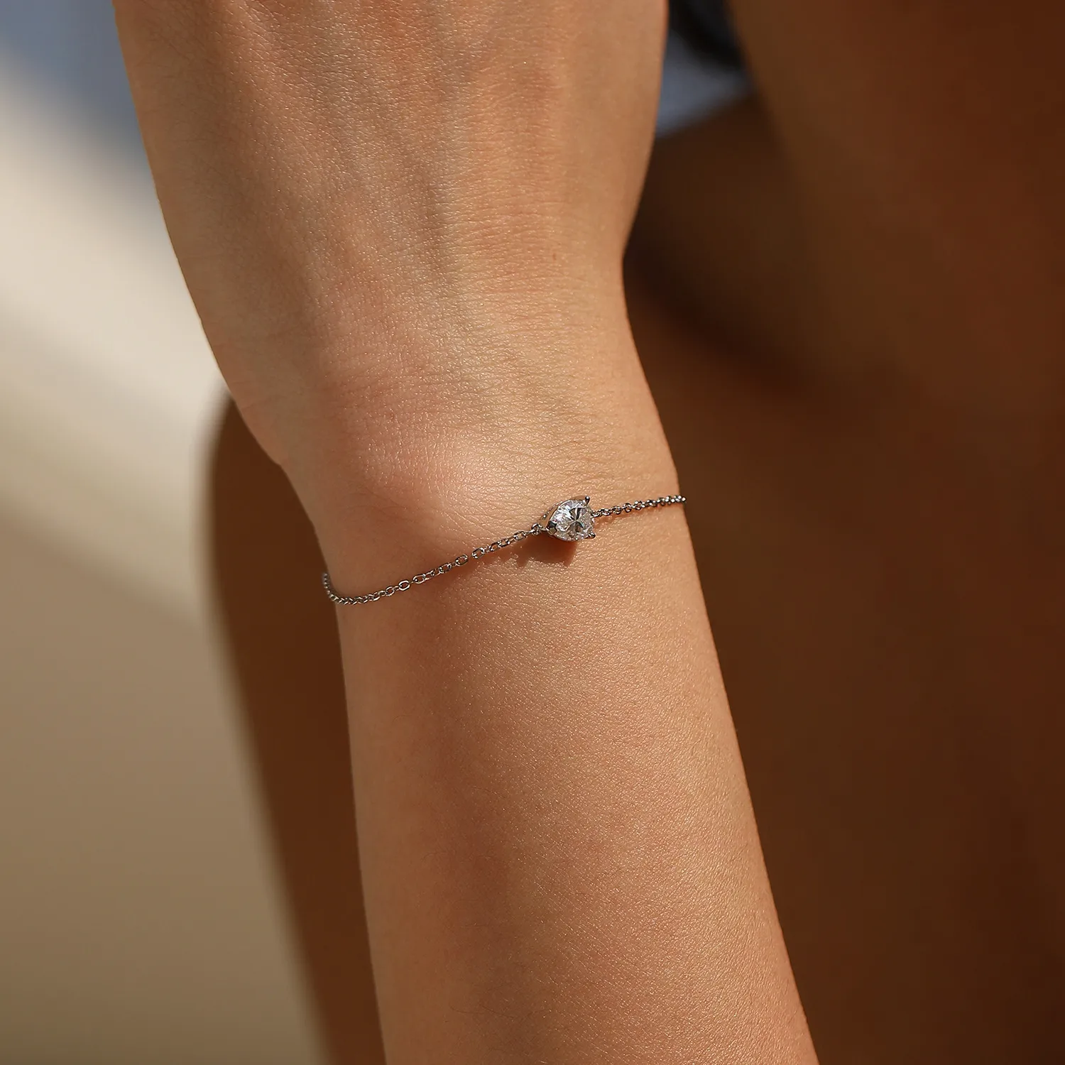 Wholesale 925 Sterling Silver Pear Cut Moissanite Bracelet 110400026 - image1