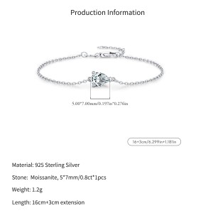 Wholesale 925 Sterling Silver Pear Cut Moissanite Bracelet 110400026 Wholesale 925 Sterling Silver Pear Cut Moissanite Bracelet 110400026