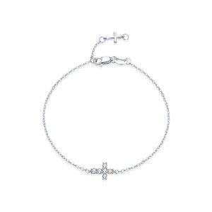 Wholesale 925 Sterling Silver Moissanite Double Cross Bracelet 110400027 Wholesale 925 Sterling Silver Moissanite Double Cross Bracelet 110400027