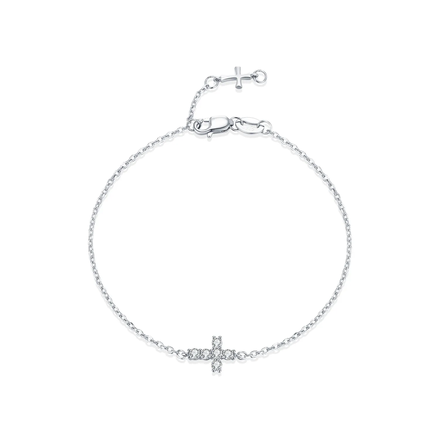 Wholesale 925 Sterling Silver Moissanite Double Cross Bracelet 110400027 Wholesale 925 Sterling Silver Moissanite Double Cross Bracelet 110400027