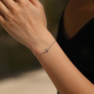 Wholesale 925 Sterling Silver Moissanite Double Cross Bracelet 110400027 Wholesale 925 Sterling Silver Moissanite Double Cross Bracelet 110400027