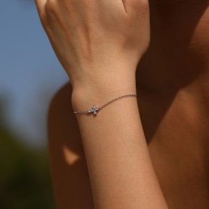 Wholesale 925 Sterling Silver Moissanite Double Cross Bracelet 110400027 Wholesale 925 Sterling Silver Moissanite Double Cross Bracelet 110400027