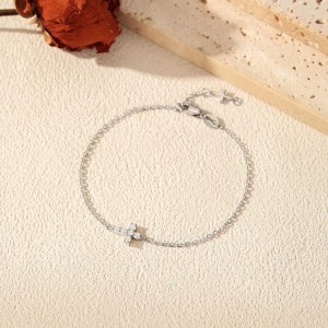 Wholesale 925 Sterling Silver Moissanite Double Cross Bracelet 110400027 Wholesale 925 Sterling Silver Moissanite Double Cross Bracelet 110400027