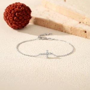 Wholesale 925 Sterling Silver Moissanite Double Cross Bracelet 110400027 Wholesale 925 Sterling Silver Moissanite Double Cross Bracelet 110400027