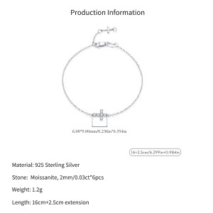 Wholesale 925 Sterling Silver Moissanite Double Cross Bracelet 110400027 Wholesale 925 Sterling Silver Moissanite Double Cross Bracelet 110400027