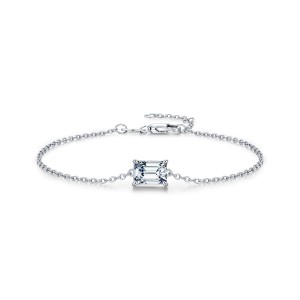 Wholesale 925 Sterling Silver Emerald Cut 1ct Moissanite Bracelet 110400028