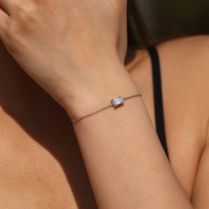 Wholesale 925 Sterling Silver Emerald Cut 1ct Moissanite Bracelet 110400028