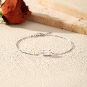 Wholesale 925 Sterling Silver Emerald Cut 1ct Moissanite Bracelet 110400028