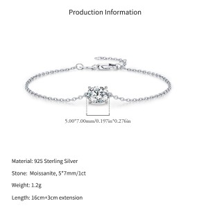 Wholesale 925 Sterling Silver 1 Carat Moissanite Bracelet 110400029 Wholesale 925 Sterling Silver 1 Carat Moissanite Bracelet 110400029