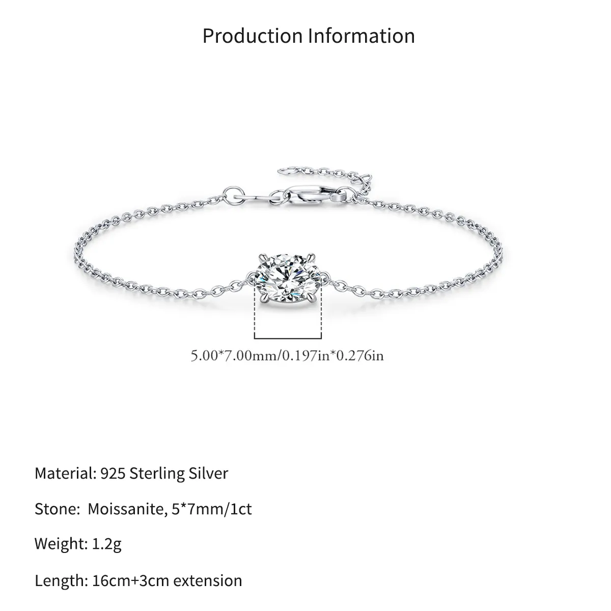 Wholesale 925 Sterling Silver 1 Carat Moissanite Bracelet 110400029 - image2