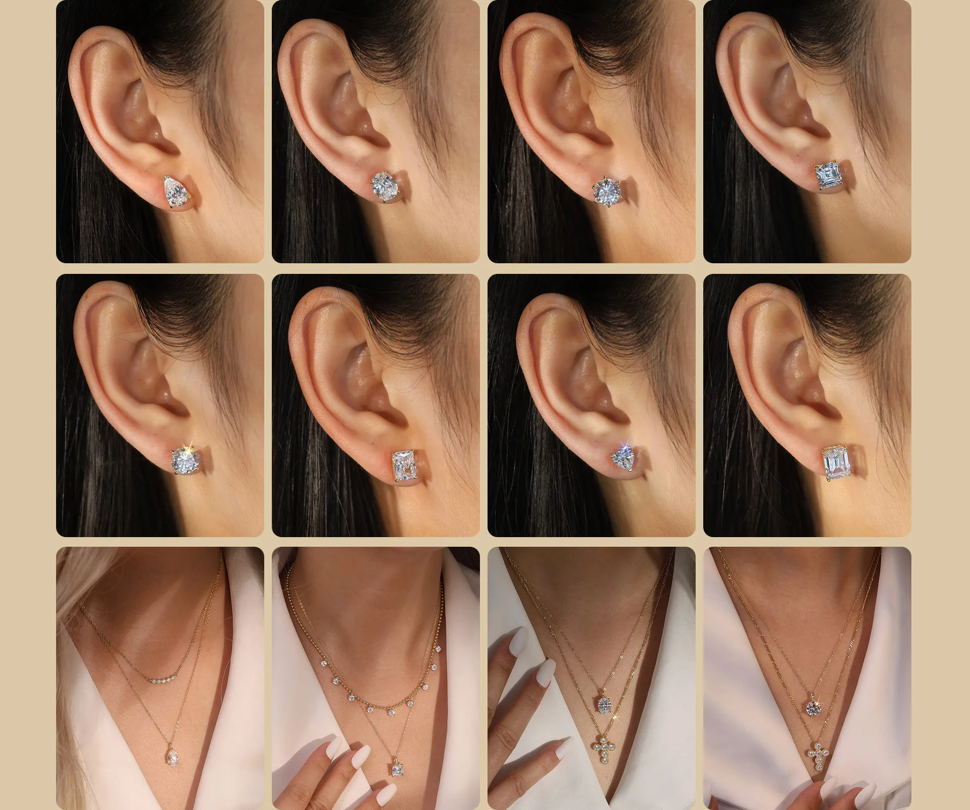 925 Sterling Silver Teardrop Moissanite Jewelry Set 110600001 - image1