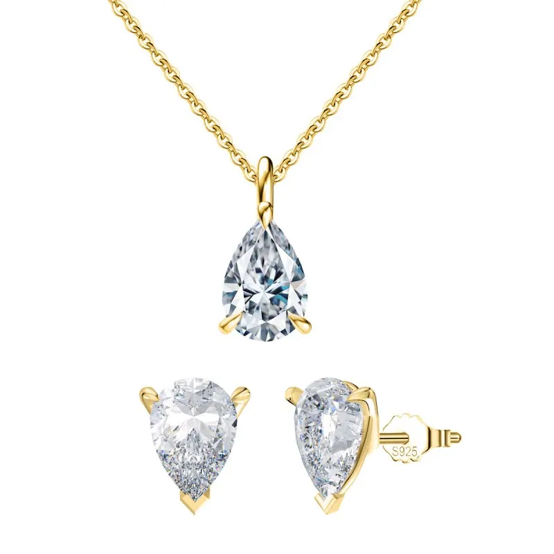 925 Sterling Silver Teardrop Moissanite Jewelry Set 110600001