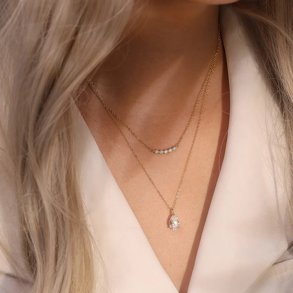 925 Sterling Silver Teardrop Moissanite Jewelry Set 110600001 - image2