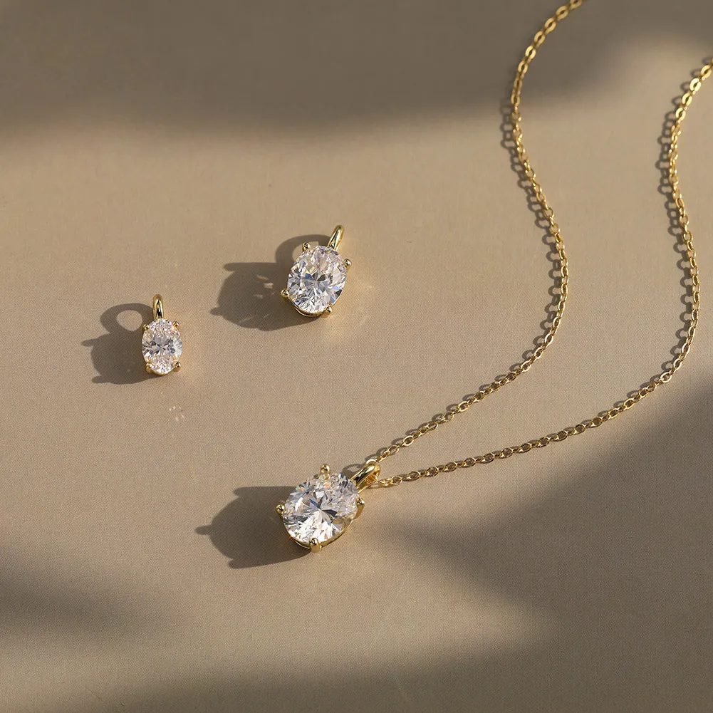 925 Sterling Silver Oval Moissanite Jewelry Set 110600002 - image3
