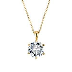 925 Sterling Silver Six Prong Round Moissanite Jewelry Set 110600003