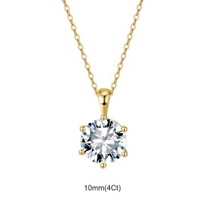 925 Sterling Silver Six Prong Round Moissanite Jewelry Set 110600003
