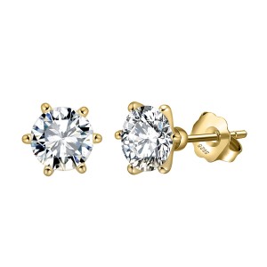 925 Sterling Silver Six Prong Round Moissanite Jewelry Set 110600003