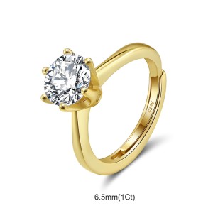925 Sterling Silver Six Prong Round Moissanite Jewelry Set 110600003