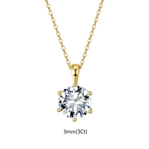 925 Sterling Silver Six Prong Round Moissanite Jewelry Set 110600003