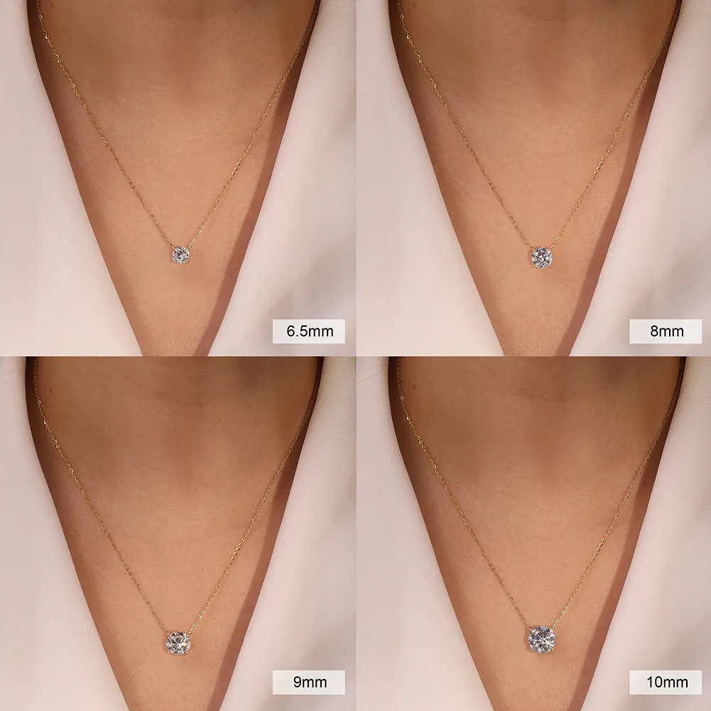 925 Sterling Silver Four Prong Round Moissanite Jewelry Set 110600004 - image1