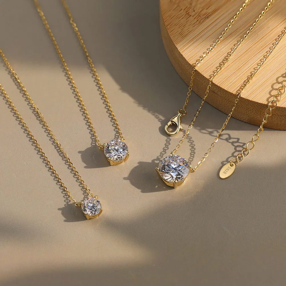 925 Sterling Silver Four Prong Round Moissanite Jewelry Set 110600004 - image2
