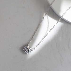 925 Sterling Silver Four Prong Round Moissanite Jewelry Set 110600004