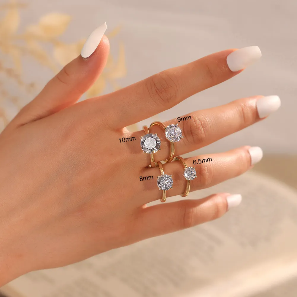 925 Sterling Silver Four Prong Round Moissanite Jewelry Set 110600004 - image3
