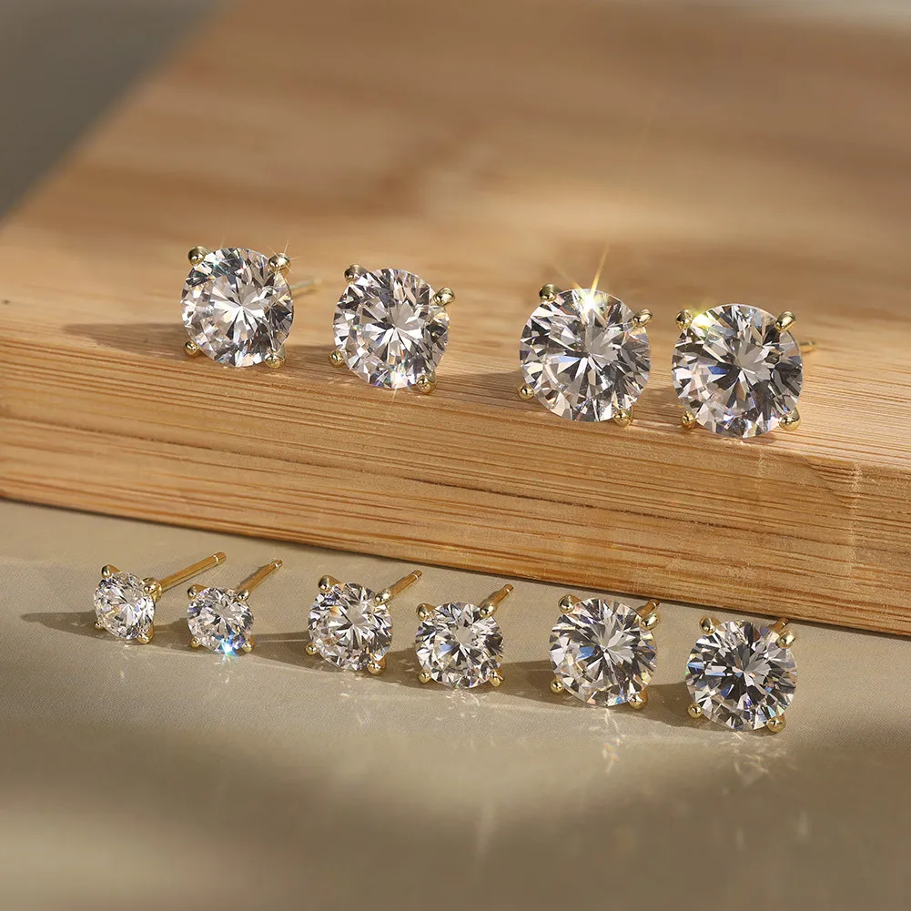 925 Sterling Silver Four Prong Round Moissanite Jewelry Set 110600004 - image6