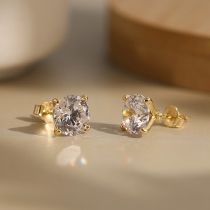 925 Sterling Silver Four Prong Round Moissanite Jewelry Set 110600004
