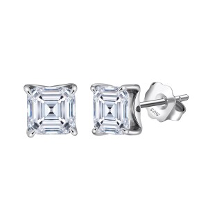 925 Sterling Silver Asscher-Cut Moissanite Jewelry Set 110600005