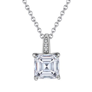 925 Sterling Silver Asscher-Cut Moissanite Jewelry Set 110600005