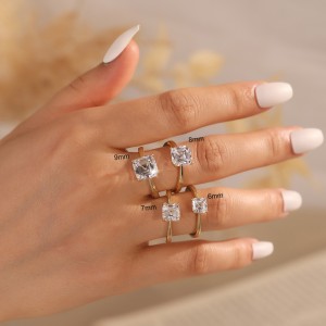 925 Sterling Silver Asscher-Cut Moissanite Jewelry Set 110600005